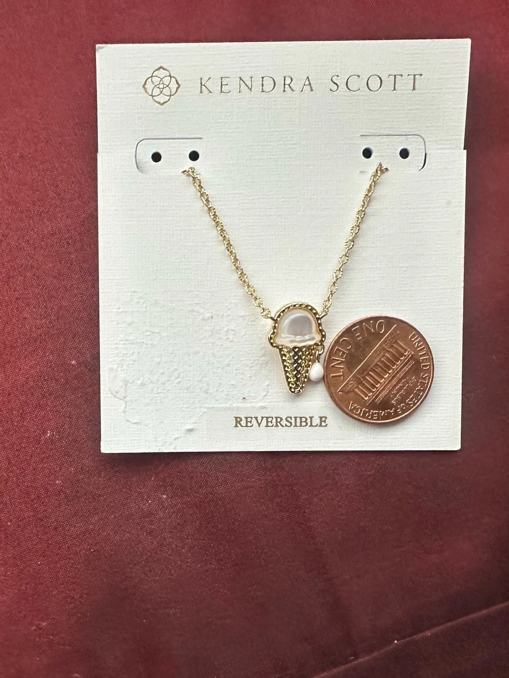 NWT! Kendra Scott 14K gold over brass Ice-Cream Cone Reversible Necklace Pendant